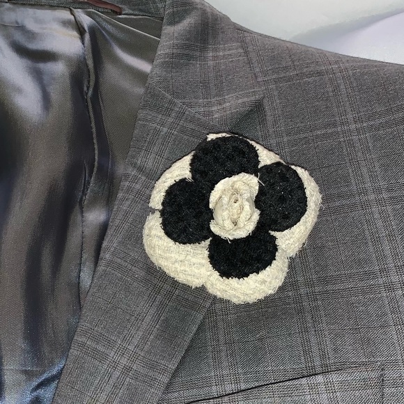 Chanel Black Flower Bow Brooch Chanel